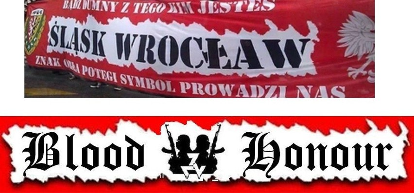 U góry - flaga, za którą UEFA ukarała Śląsk. Na dole - flaga...
