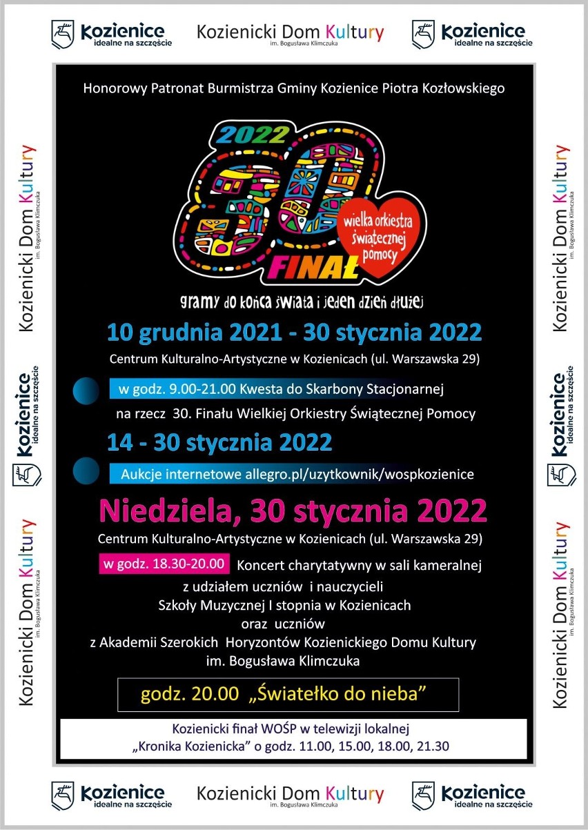 Wielka Orkiestra Świątecznej Pomocy 2022 w Kozienicach. Będzie koncert oraz aukcje internetowe. Zobacz co można wylicytować