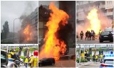 Pożar gazociągu w centrum Wrocławia [FILMY, ZDJĘCIA]