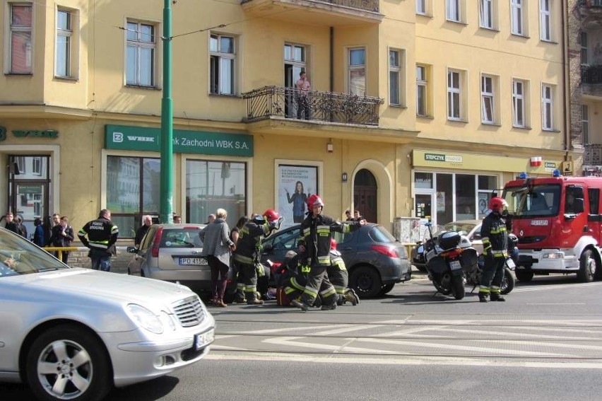 Grunwaldzka i Matejki: wypadek dwóch "osobówek"