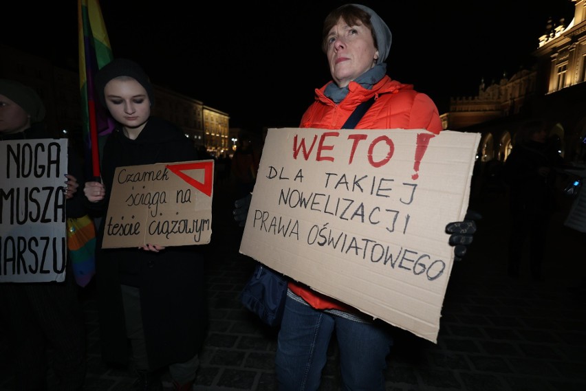 Protest w Krakowie przeciwko zmianom w prawie oświatowym