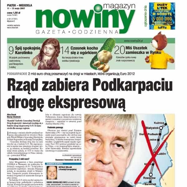 O tym, że budowa drogi S-19 jest zagrożona pisaliśmy w piątkowych Nowinach.