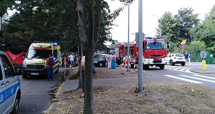 Akcja gaśnicza i ratunkowa w Ustce przy ulicy Wróblewskiego