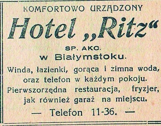 Reklama Ritza z 1932 roku