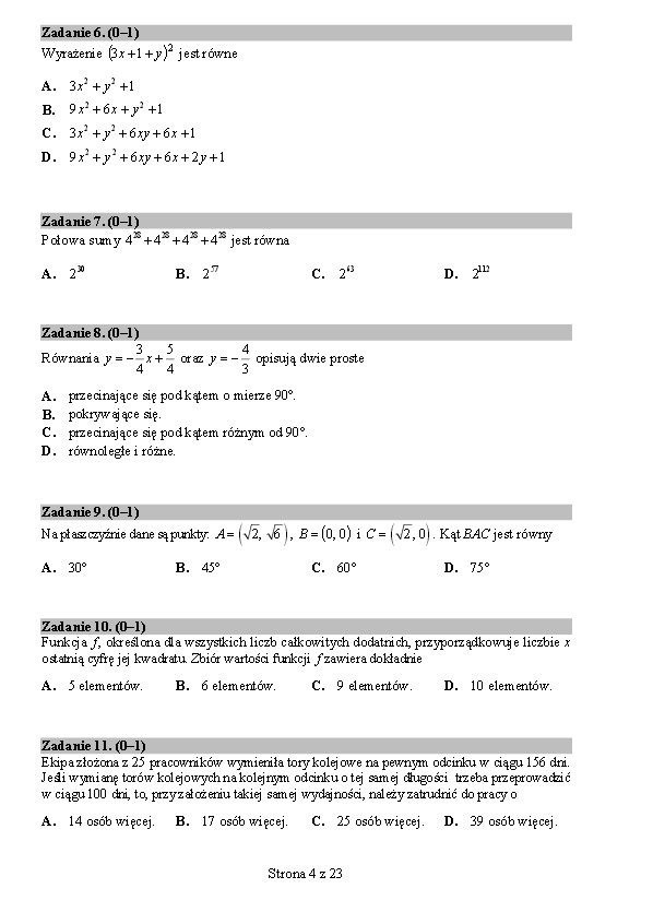 Próbna matura 2014: MATEMATYKA poziom podstawowy 2015...