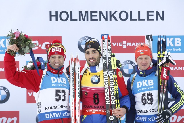 Ole Einar Bjoerndalen (z lewej) i Martin Fourcade