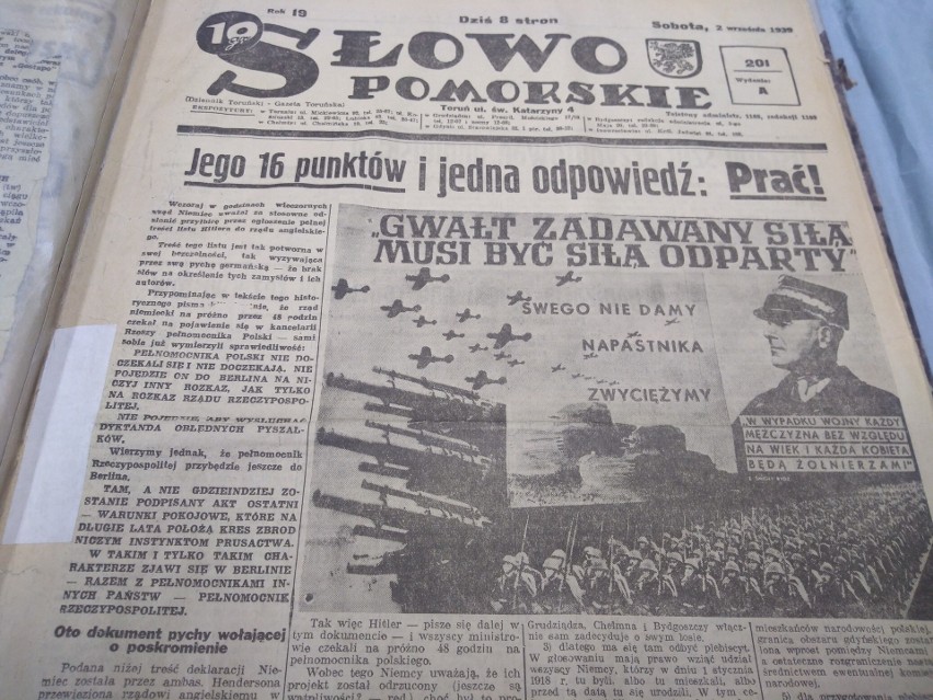 Okładka pierwszego wojennego numeru "Słowa Pomorskiego" z 2...