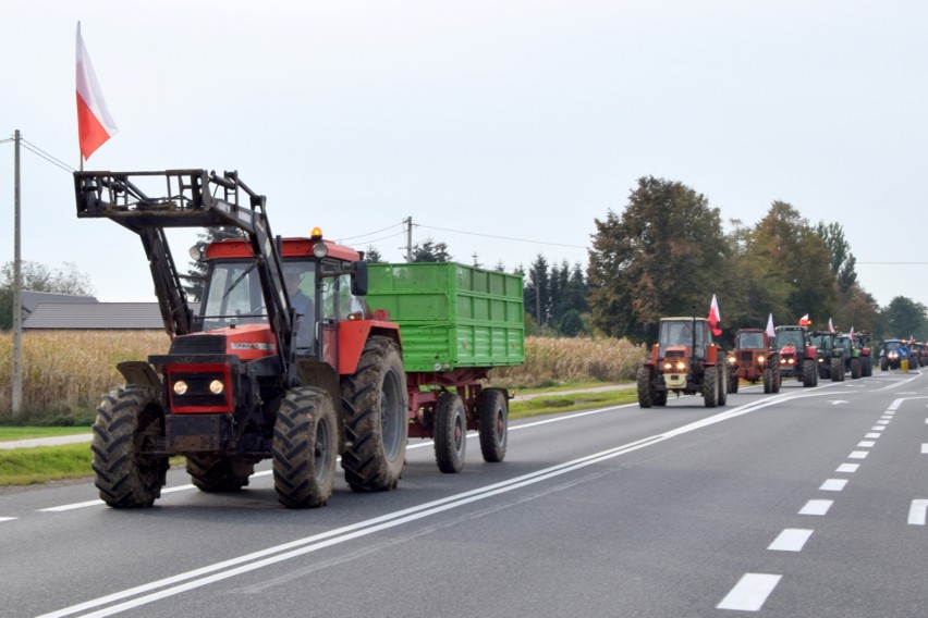 Protest rolników na trasie Włostów - Opatów - Ostrowiec. Mocne hasła [ZDJĘCIA, WIDEO]