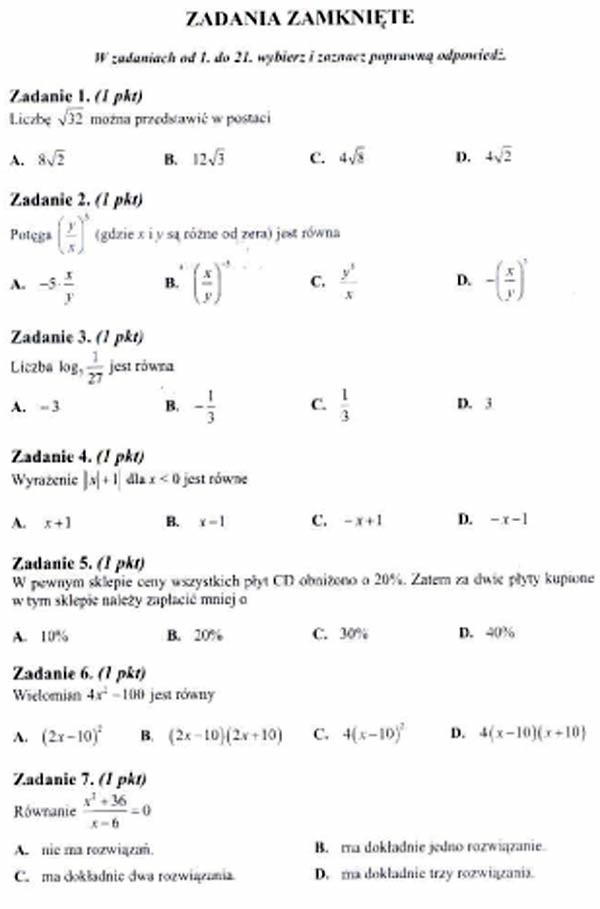 Próbna Matura 2012 z matematyki - zadania...