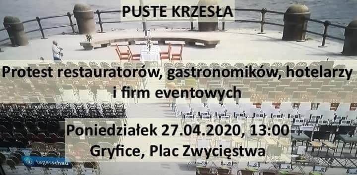 "Puste krzesła" w Gryficach, czyli krzyk rozpaczy restauratorów - 27.04.2020