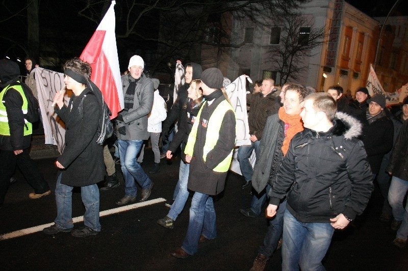 Protest przeciwko ACTA w Koszalinie.