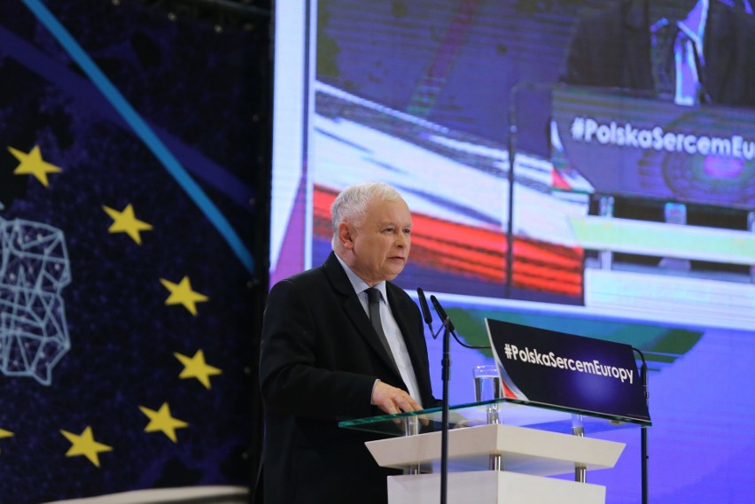 Jarosław Kaczyński w trakcie konwencji regionalnej PiS w...