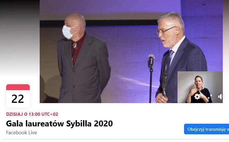 Screen wydarzenia "Gala laureatów" Sybilla 2020