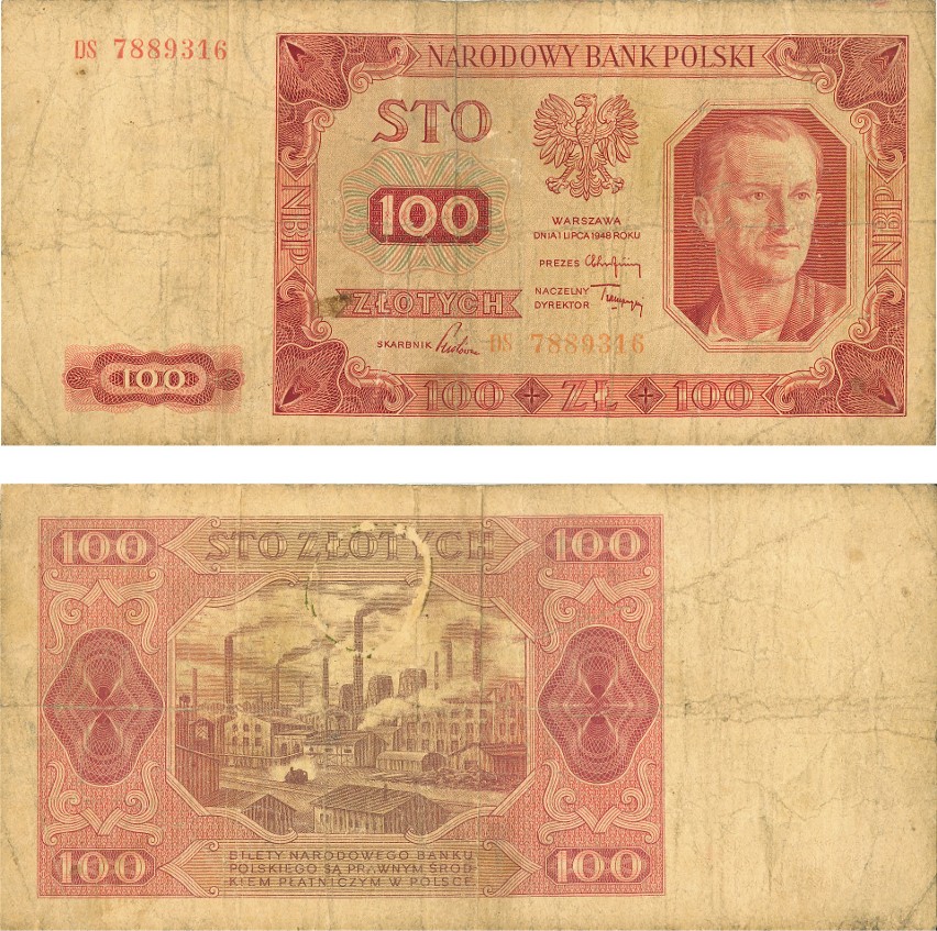Banknot: 100 zł z 1948 roku...
