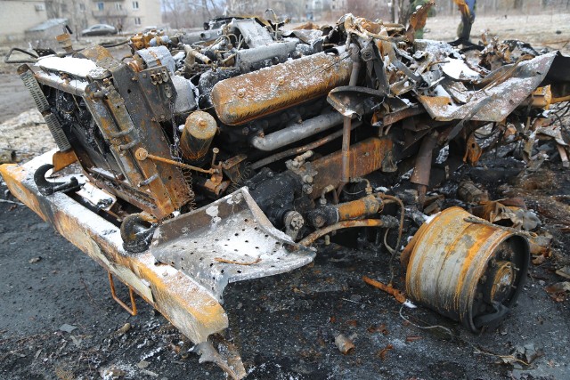 Jeden ze zniszczonych rosyjskich pojazdów