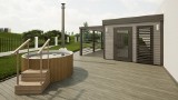 Nowe oblicze strefy saun na wodzisławskiej Mancie. Powstanie duży zewnętrzny obiekt - zadaszenie, taras, jacuzzi, prysznice WIZUALIZACJE