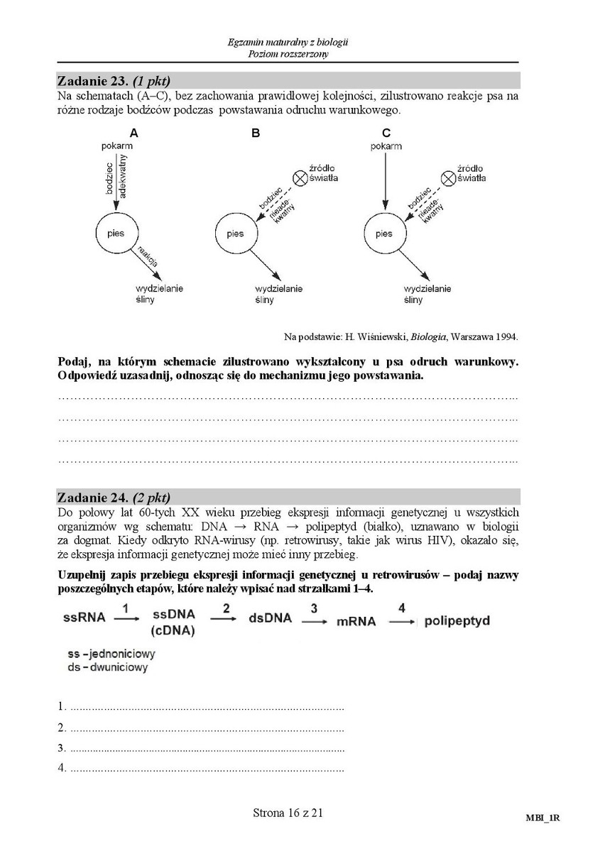 Stara matura 2016: Biologia rozszerzona [ODPOWIEDZI, ARKUSZ...