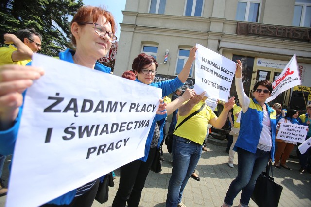 Pracownicy Praktikera protestowali w poniedziałek w Dąbrowie Górniczej