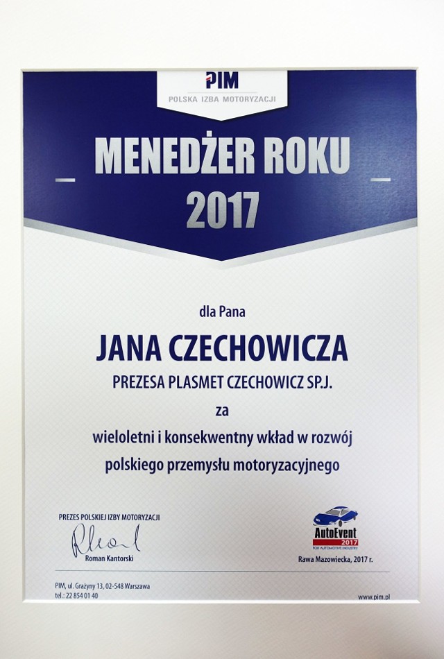 Nagrodę w kategorii Inwestycja Roku 2017 uhonorowano firmę  Volkswagen za uruchomienie w  Wrześni produkcji nowego modelu samochodowego Crafter.