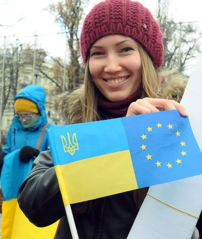 Manifestacja młodych Ukraińców w Lublinie