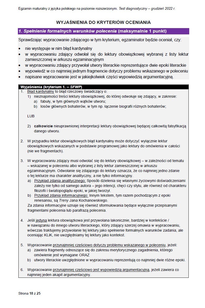 Kryteria oceniania wypracowania na maturze rozszerzonej z polskiego - formuła 2023