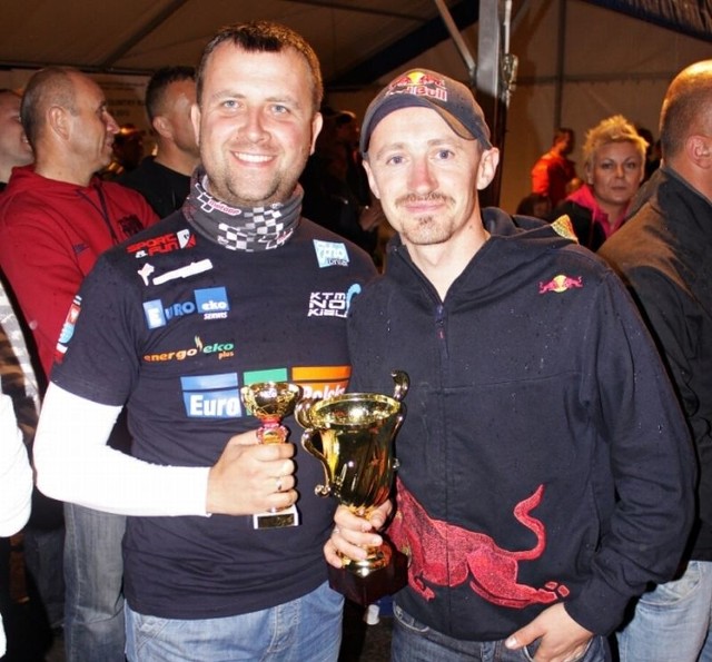 Paweł Otwinowski (KTM Novi) z Adamem Małyszem na rajdzie Internext Rally 2012 w czeskim Vsetinie