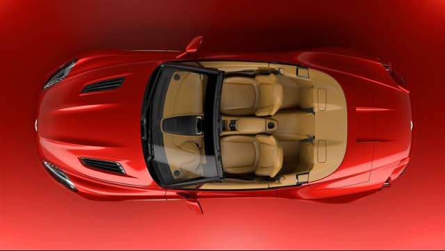 Aston Martin Vanquish Zagato VolanteZa napęd odpowiada 5,94 litrowy silnik dwunastocylindrowy o mocy 592 KM. Dzięki niemu sprint do 100 km/h zajmuje 3,7 s. To o 0,2 sekundy wolniej od wersji coupe.Fot. Aston Martin