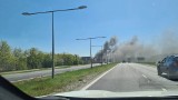 Pożar pustostanu niedaleko lotniska w Bydgoszczy. Były utrudnienia na al. Jana Pawła II