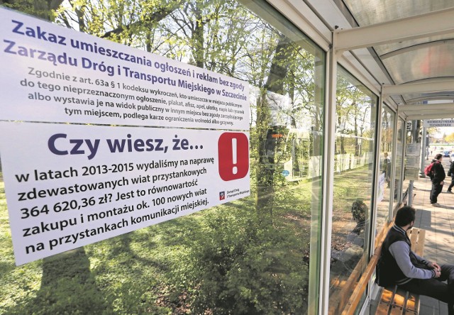 Szczeciński Zarząd Dróg i Transportu Miejskiego wywiesił ponad 400 różnych naklejek o skutkach finansowych wandali