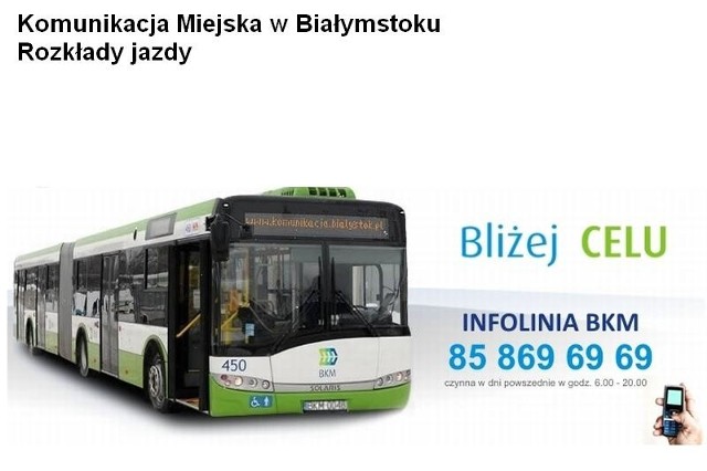 Sprawdź rozkład jazdy. Komunikacja Miejska Białystok. BKM. Numer infolinii to 85 869 69 69