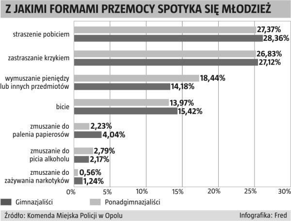 Z jakimi formami przemocy spotyka się młodzież.