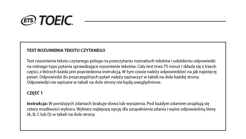 Wielki Test Języka Angielskiego w Gdyni. Sprawdź się. Rozwiąż test! [TOEIC, ARKUSZE, ODPOWIEDZI]