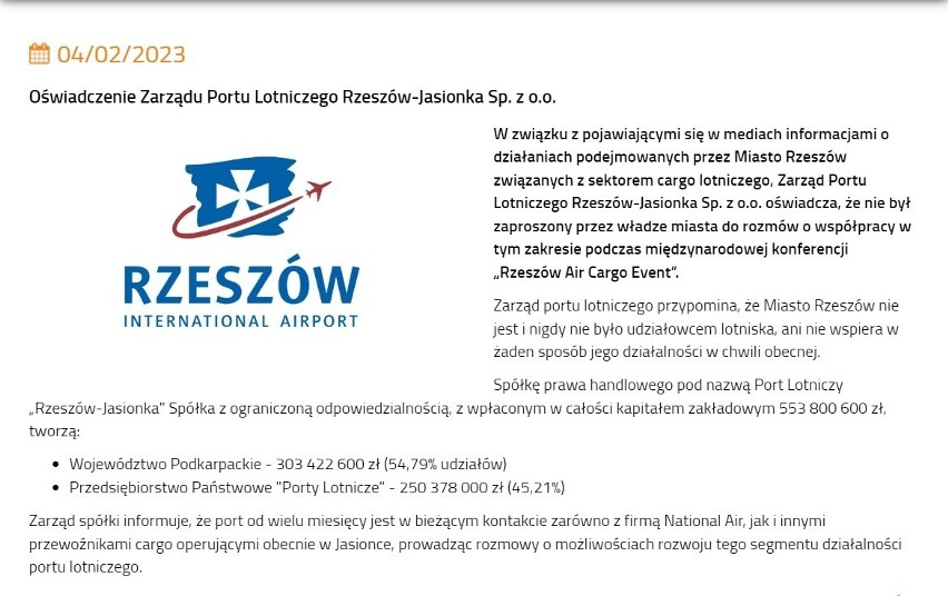 Prezydent Rzeszowa udaje, że rządzi lotniskiem w Jasionce? [NOWE USTALENIA]