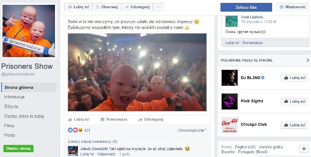 Artyści zamieścili zdjęcie ze swojego występu w Toruniu na Facebooku. Wspomnieli również o nocnej akcji strażaków