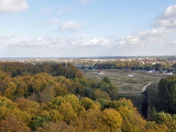 Szczecinek &#8211; Świątki, widok z budowanej wieży obserwacyjnej Nadleśnictwa Szczecinek