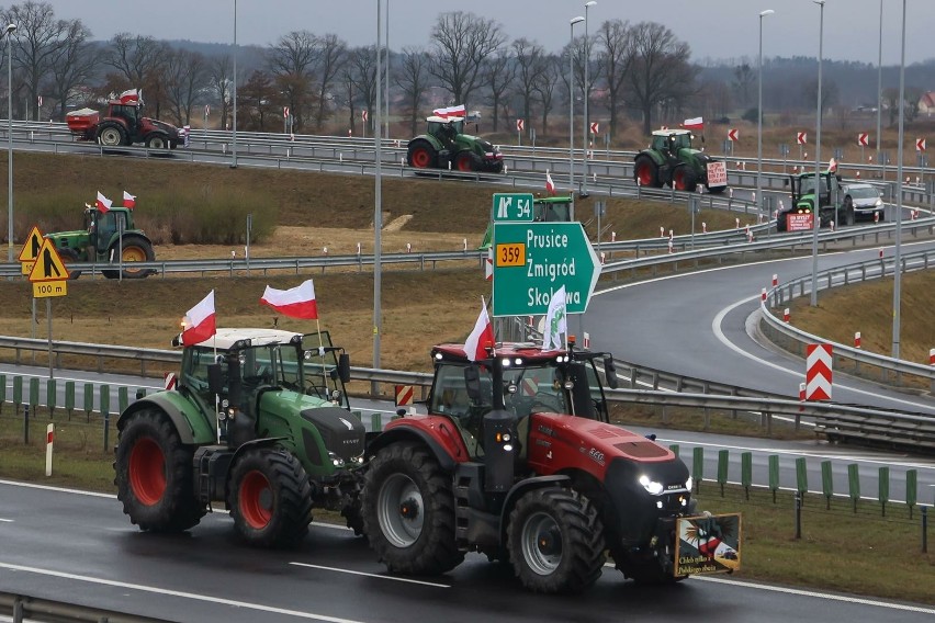 Trwa protest rolników pod Wrocławiem