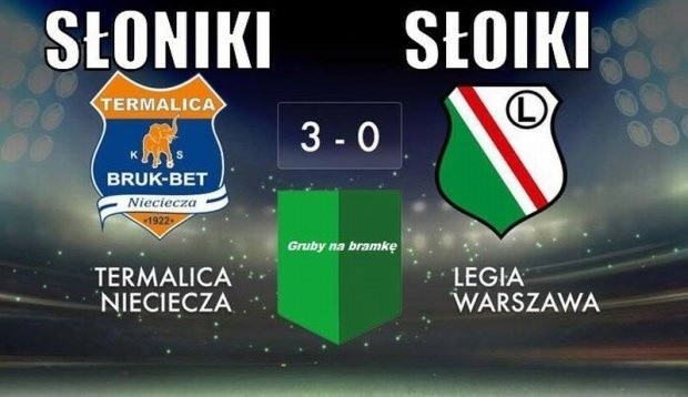 Słoniki - Słoiki 3:0, czyli najlepsze memy po meczu Termalica - Legia