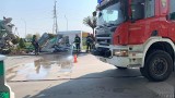 Betoniarka zjechała z drogi i staranowała dystrybutor na stacji paliw przy obwodnicy Opola