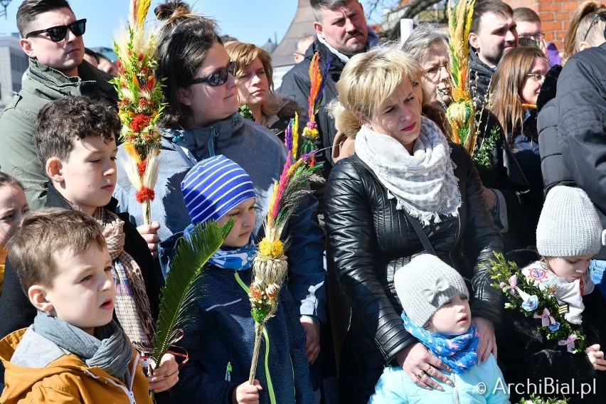 Białystok. Wierni kościoła katolickiego obchodzą niedzielę palmową. Tysiące wiernych uczestniczyło w nabożeństwie w Archikatedrze [ZDJĘCIA]