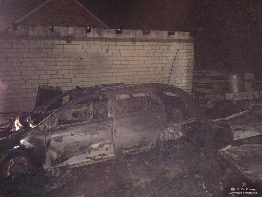 Pożar w Lipie: spalił się blaszany garaż i toyota avensis [ZDJĘCIA]