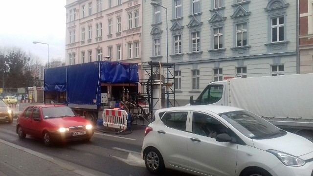 Prace na ul. Ozimskiej powodują korki w śródmieściu Opola