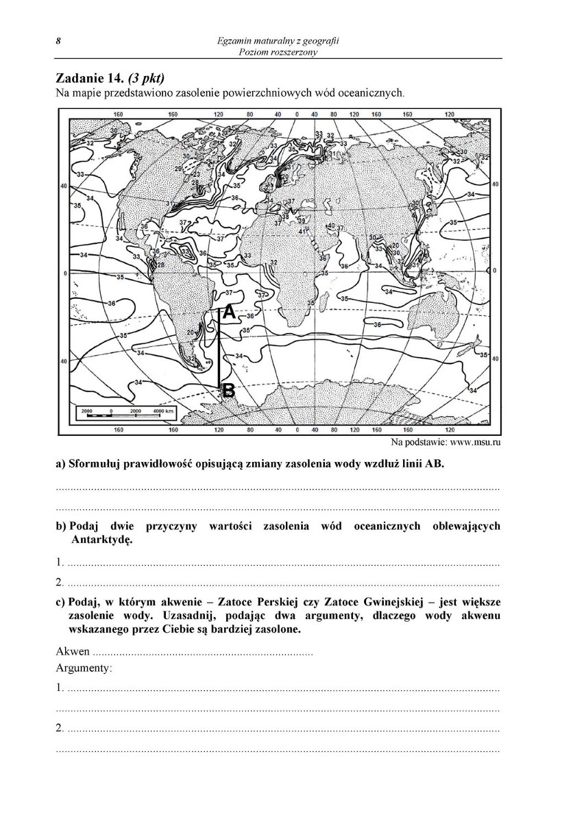 Matura 2014 GEOGRAFIA ARKUSZE CKE, PYTANIA, ODPOWIEDZI