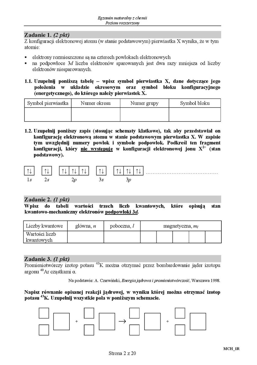 Stara matura 2016: CHEMIA rozszerzona [ODPOWIEDZI, ARKUSZ...