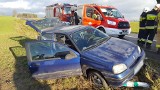 Wypadek koło Łobżenicy. Jedna osoba została ranna po zderzeniu dwóch samochodów