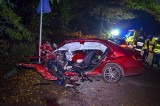 Tragiczny wypadek pod Jarocinem. Samochód osobowy zjechał z drogi i uderzył w drzewo. Nie żyje 45-letni kierowca