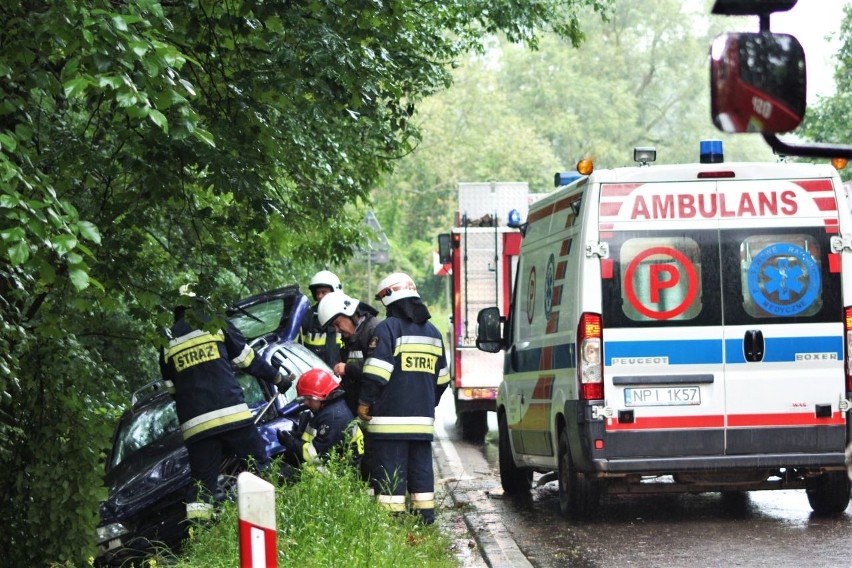 Trasa Biała Piska - Kożuchy. 31-latka wbiła się oplem w drzewo (zdjęcia)