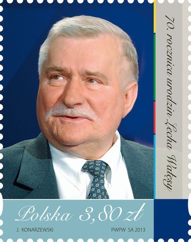 Lech Wałęsa na znaczku pocztowym