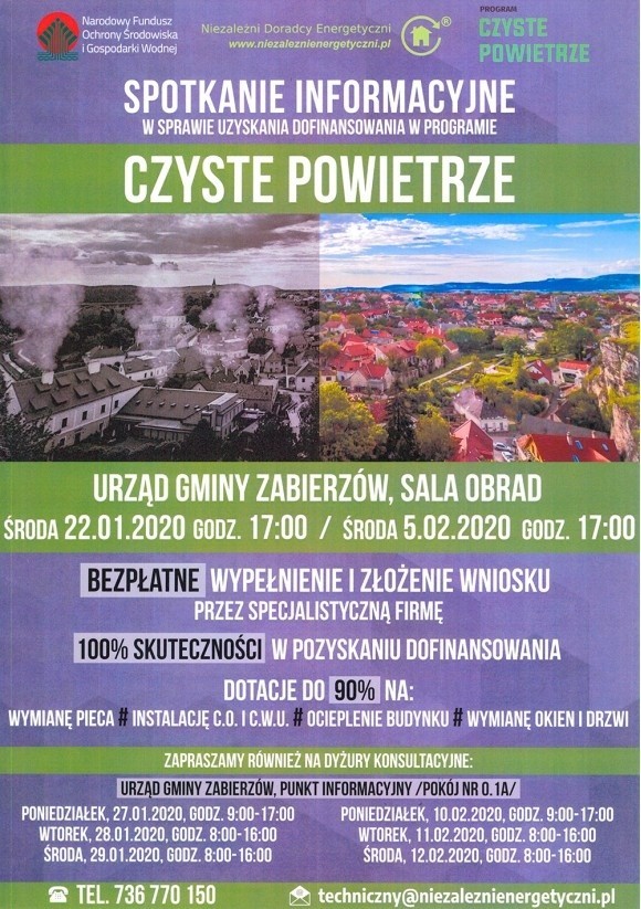 W Zabierzowie porozmawiają o Czystym Powietrzu. Doradcy pomogą wypełnić i złożyć wnioski