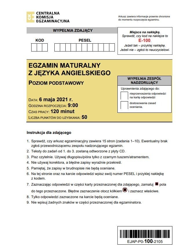 Matura 2021: angielski. ARKUSZE CKE, PYTANIA, ODPOWIEDZI. Matura z języka angielskiego poziom podstawowy. Co było na maturze z angielskiego?