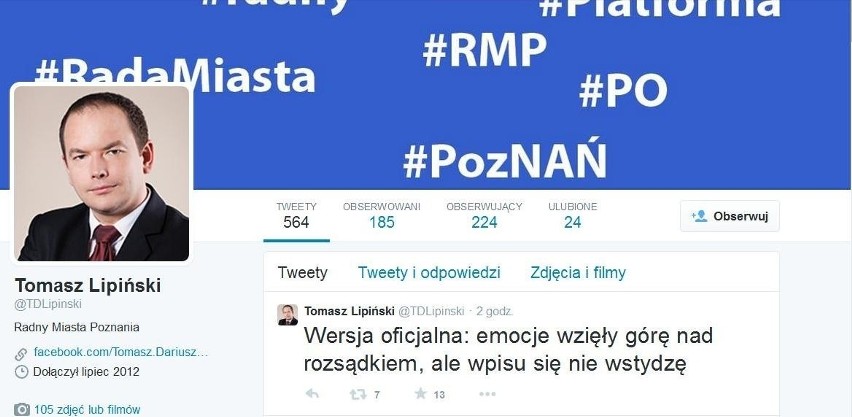 Kontrowersyjny wpis radnego PO na Twitterze: Legia ku..ą...